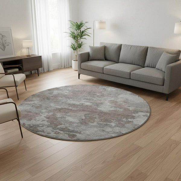 HomeRoots 8' X 10' Washable Brown and Gray Abstract Area Rug with UV Protection - Perfect for High-Traffic Spaces 710308