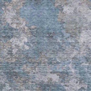 HomeRoots 5' X 8' Denim Blue and Gray Abstract Washable Area Rug with Stain Resistance and UV Protection 710312
