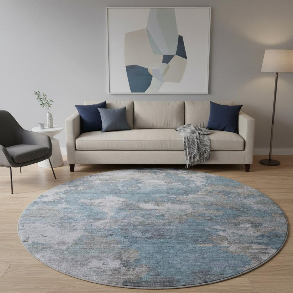 HomeRoots 8' X 10' Denim Blue and Gray Washable Area Rug – Durable, UV-Protected, Stylish for Everyday Living 710314