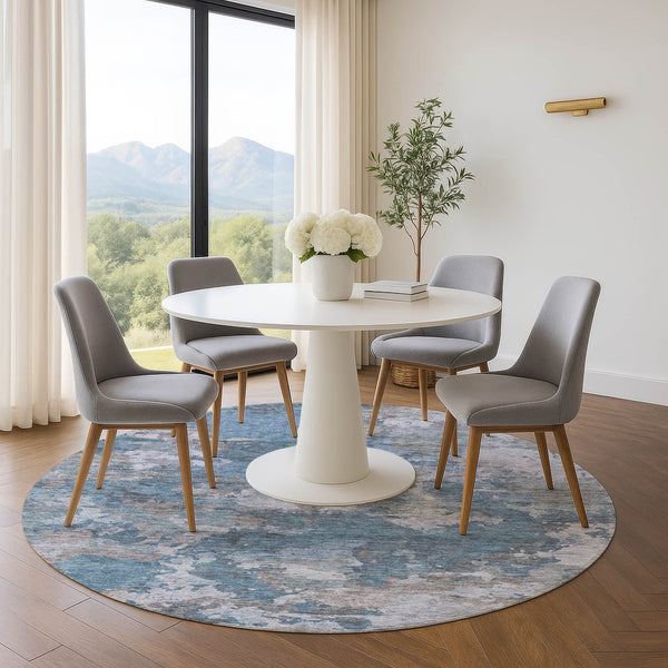 HomeRoots 8' X 10' Denim Blue and Gray Washable Area Rug – Durable, UV-Protected, Stylish for Everyday Living 710314