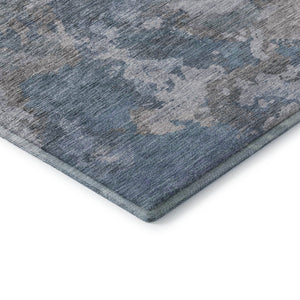 HomeRoots 8' X 10' Denim Blue and Gray Washable Area Rug – Durable, UV-Protected, Stylish for Everyday Living 710314