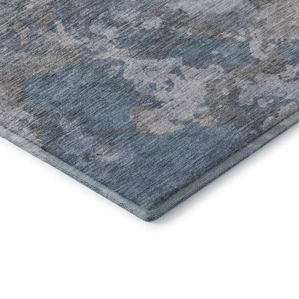 HomeRoots 8' X 10' Denim Blue and Gray Washable Area Rug – Durable, UV-Protected, Stylish for Everyday Living 710314