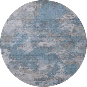 HomeRoots 8' X 10' Denim Blue and Gray Washable Area Rug – Durable, UV-Protected, Stylish for Everyday Living 710314
