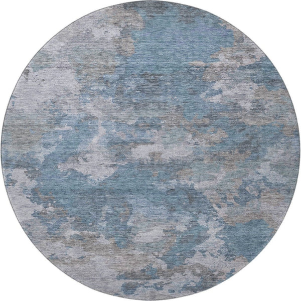 HomeRoots 8' X 10' Denim Blue and Gray Washable Area Rug – Durable, UV-Protected, Stylish for Everyday Living 710314