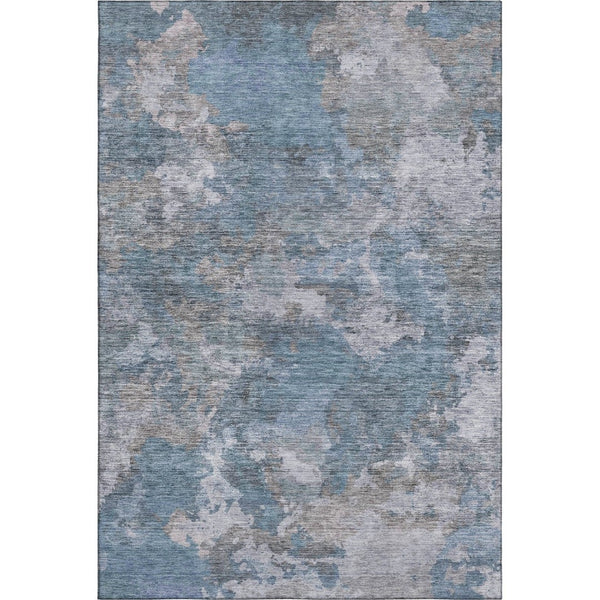HomeRoots 10' Contemporary Denim Blue & Gray Abstract Washable Area Rug with UV Protection for Homes 710316