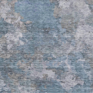 HomeRoots 10' Contemporary Denim Blue & Gray Abstract Washable Area Rug with UV Protection for Homes 710316