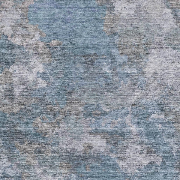 HomeRoots 10' Contemporary Denim Blue & Gray Abstract Washable Area Rug with UV Protection for Homes 710316