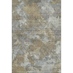 HomeRoots 5' X 8' Modern Gold and Gray Abstract Washable Area Rug - Durable, UV Protected, Easy-Care Design 710318