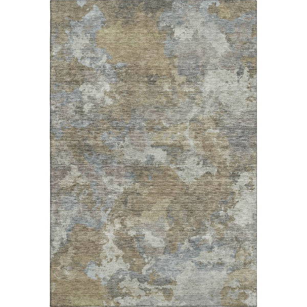HomeRoots 5' X 8' Modern Gold and Gray Abstract Washable Area Rug - Durable, UV Protected, Easy-Care Design 710318