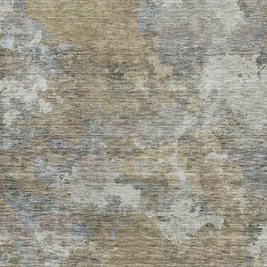 HomeRoots 5' X 8' Modern Gold and Gray Abstract Washable Area Rug - Durable, UV Protected, Easy-Care Design 710318