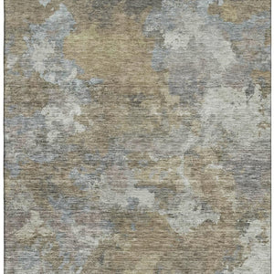 HomeRoots 5' X 8' Modern Gold and Gray Abstract Washable Area Rug - Durable, UV Protected, Easy-Care Design 710318