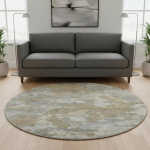 HomeRoots 8' X 10' Gold & Gray Abstract Washable Area Rug - Durable, Stain-Resistant, UV Protected Design! 710320