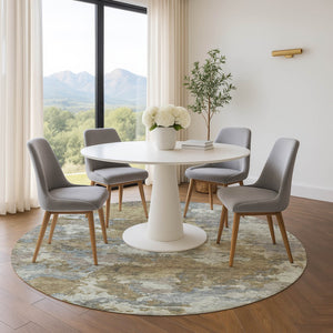 HomeRoots 8' X 10' Gold & Gray Abstract Washable Area Rug - Durable, Stain-Resistant, UV Protected Design! 710320
