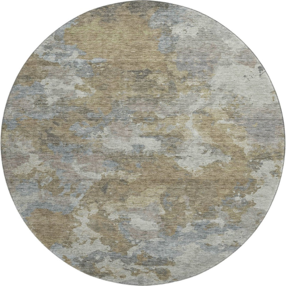 HomeRoots 8' X 10' Gold & Gray Abstract Washable Area Rug - Durable, Stain-Resistant, UV Protected Design! 710320