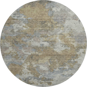 HomeRoots 8' X 10' Gold & Gray Abstract Washable Area Rug - Durable, Stain-Resistant, UV Protected Design! 710320