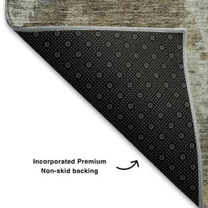 HomeRoots 8' X 10' Gold & Gray Abstract Washable Area Rug - Durable, Stain-Resistant, UV Protected Design! 710320