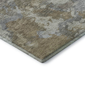 HomeRoots 8' X 10' Gold & Gray Abstract Washable Area Rug - Durable, Stain-Resistant, UV Protected Design! 710320