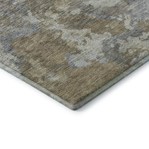 HomeRoots 8' X 10' Gold & Gray Abstract Washable Area Rug - Durable, Stain-Resistant, UV Protected Design! 710320