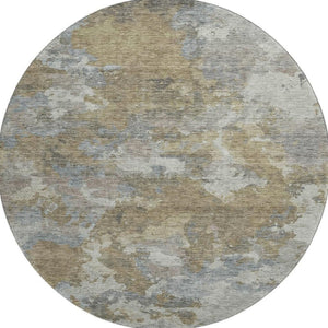 HomeRoots 8' X 10' Gold & Gray Abstract Washable Area Rug - Durable, Stain-Resistant, UV Protected Design! 710320