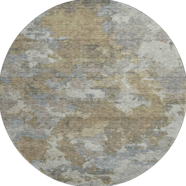 HomeRoots 8' X 10' Gold & Gray Abstract Washable Area Rug - Durable, Stain-Resistant, UV Protected Design! 710320