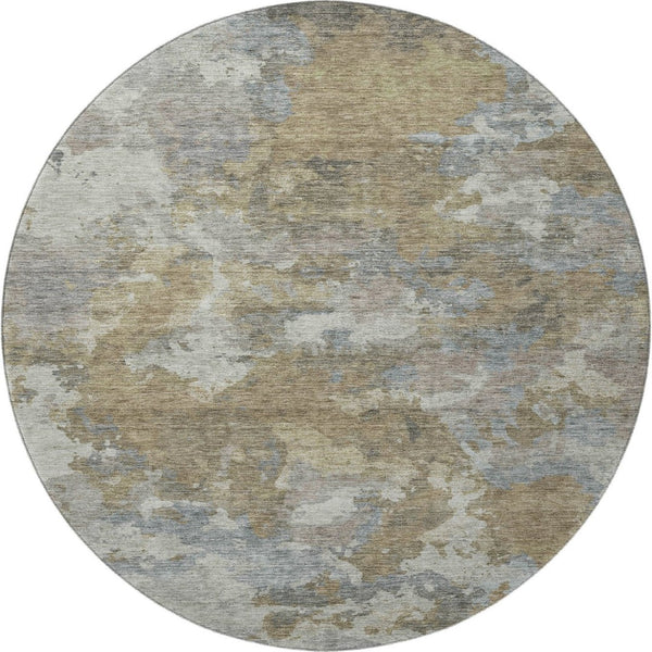 HomeRoots 8' X 10' Gold & Gray Abstract Washable Area Rug - Durable, Stain-Resistant, UV Protected Design! 710320