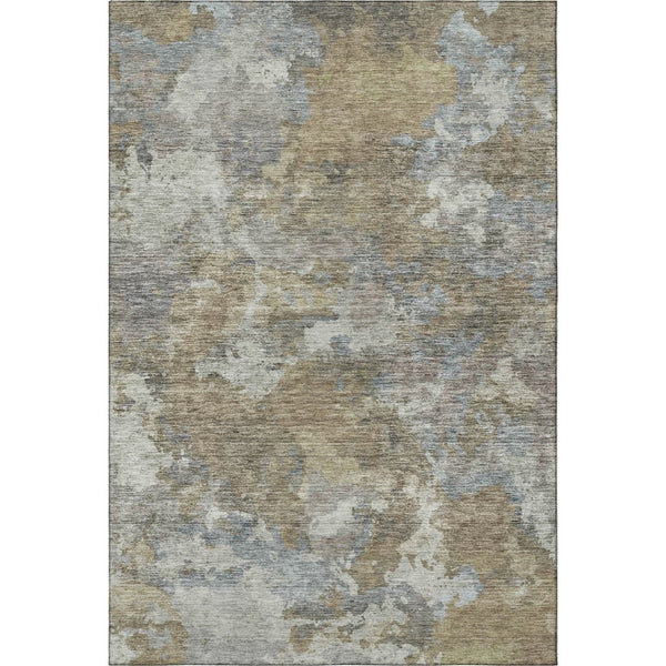 HomeRoots 9' X 12' Gold And Gray Abstract Washable Area Rug - UV Protected, Durable, Pet-Friendly Design! 710321