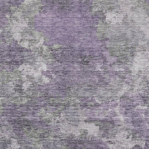 HomeRoots 8' Purple and Gray Abstract Round Rug – Washable, UV-Protected, Stain-Resistant, Kid & Pet Friendly! 710325