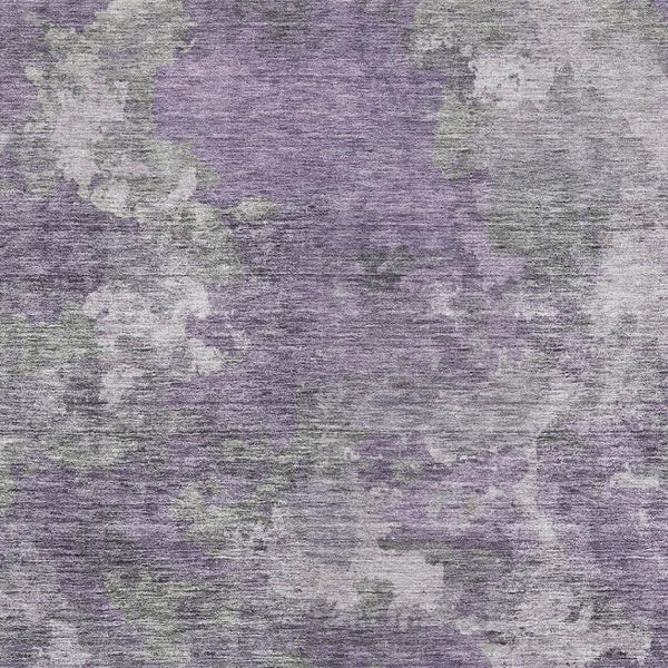 HomeRoots 8' Purple and Gray Abstract Round Rug – Washable, UV-Protected, Stain-Resistant, Kid & Pet Friendly! 710325