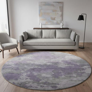 HomeRoots 8' X 10' Abstract Area Rug in Purple & Gray - Washable, UV-Protected, Non-Slip for Modern Homes 710326
