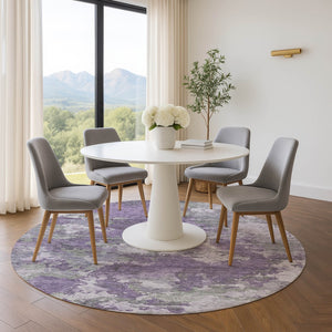 HomeRoots 8' X 10' Abstract Area Rug in Purple & Gray - Washable, UV-Protected, Non-Slip for Modern Homes 710326