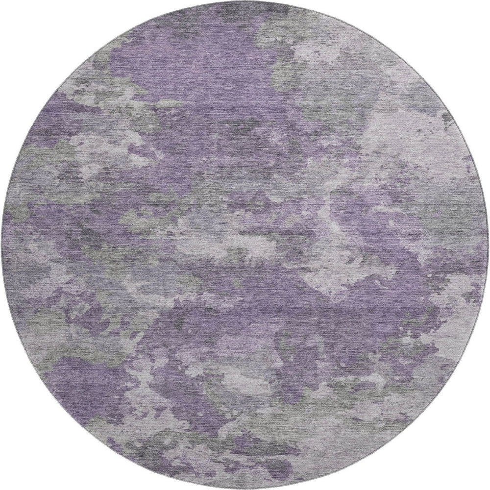 HomeRoots 8' X 10' Abstract Area Rug in Purple & Gray - Washable, UV-Protected, Non-Slip for Modern Homes 710326