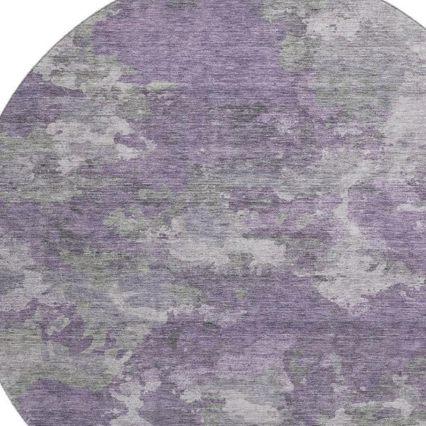 HomeRoots 8' X 10' Abstract Area Rug in Purple & Gray - Washable, UV-Protected, Non-Slip for Modern Homes 710326