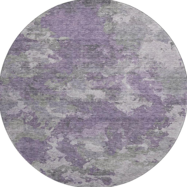 HomeRoots 8' X 10' Abstract Area Rug in Purple & Gray - Washable, UV-Protected, Non-Slip for Modern Homes 710326