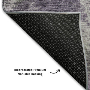 HomeRoots 9' X 12' Purple and Gray Abstract Area Rug - Washable, UV-Protected, Durable for Homes with Kids & Pets 710327
