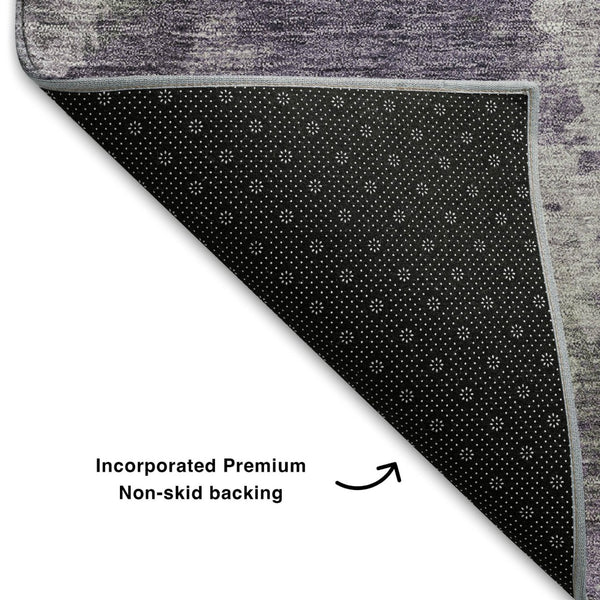 HomeRoots 9' X 12' Purple and Gray Abstract Area Rug - Washable, UV-Protected, Durable for Homes with Kids & Pets 710327