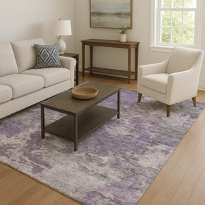 HomeRoots 9' X 12' Purple and Gray Abstract Area Rug - Washable, UV-Protected, Durable for Homes with Kids & Pets 710327