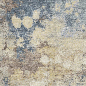 HomeRoots 5' X 8' Gold and Blue Abstract Area Rug – UV Protected, Washable, Durable for Homes with Kids & Pets 710330