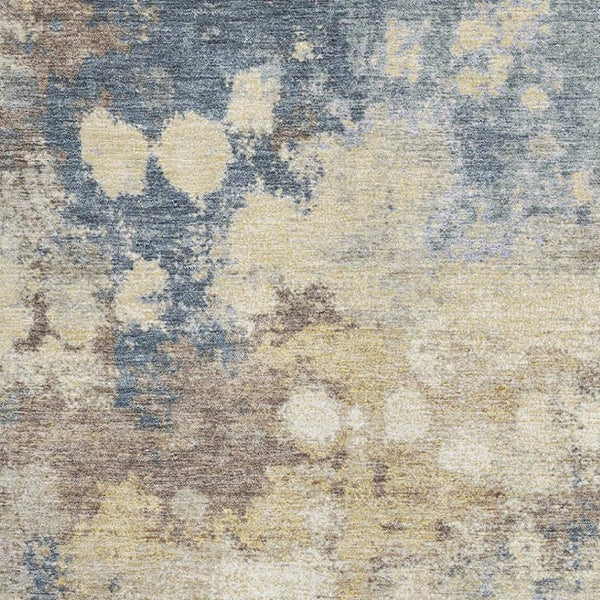 HomeRoots 5' X 8' Gold and Blue Abstract Area Rug – UV Protected, Washable, Durable for Homes with Kids & Pets 710330