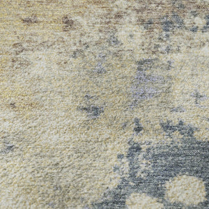 HomeRoots 8' X 10' Gold and Blue Abstract Washable Area Rug with UV Protection for Stylish, Easy Care Living 710332