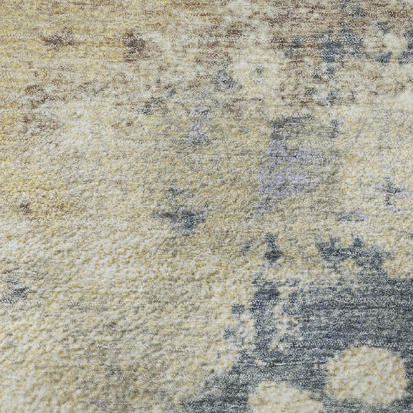 HomeRoots 8' X 10' Gold and Blue Abstract Washable Area Rug with UV Protection for Stylish, Easy Care Living 710332