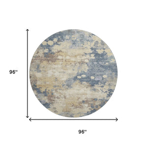 HomeRoots 8' X 10' Gold and Blue Abstract Washable Area Rug with UV Protection for Stylish, Easy Care Living 710332