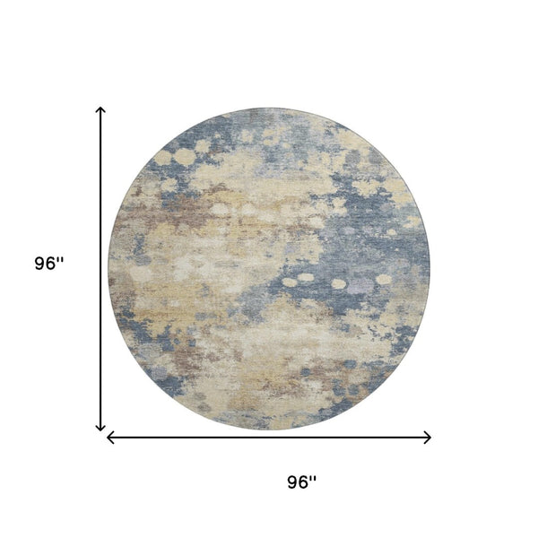 HomeRoots 8' X 10' Gold and Blue Abstract Washable Area Rug with UV Protection for Stylish, Easy Care Living 710332