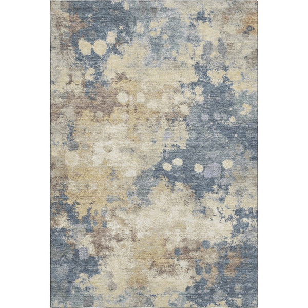 HomeRoots 10' X 14' Gold and Blue Abstract Area Rug - Stylish, Washable, UV-Protected & Family-Friendly Décor 710334