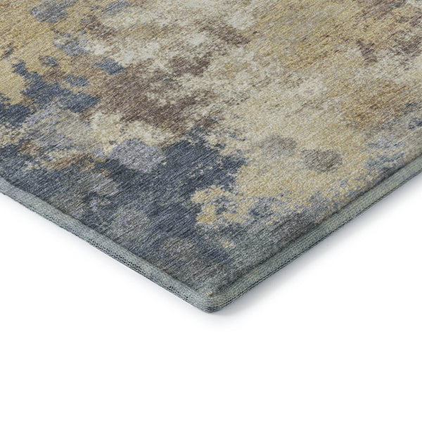 HomeRoots 10' X 14' Gold and Blue Abstract Area Rug - Stylish, Washable, UV-Protected & Family-Friendly Décor 710334