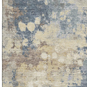 HomeRoots 10' X 14' Gold and Blue Abstract Area Rug - Stylish, Washable, UV-Protected & Family-Friendly Décor 710334