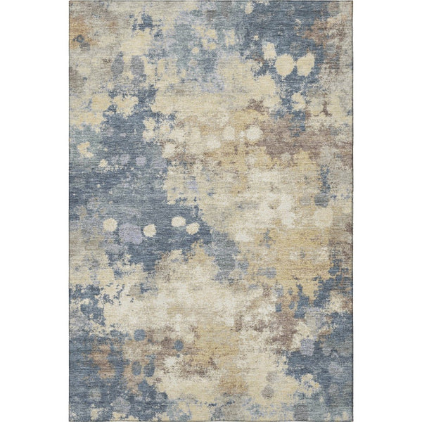 HomeRoots 10' X 14' Gold and Blue Abstract Area Rug - Stylish, Washable, UV-Protected & Family-Friendly Décor 710334