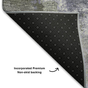 HomeRoots 5' X 8' Abstract Lavender and Taupe Area Rug - Washable, UV Protected, Family-Friendly Design 710336
