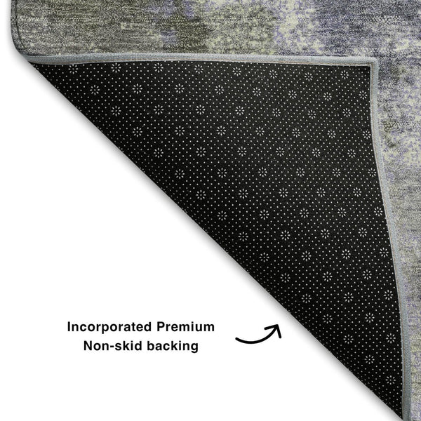HomeRoots 5' X 8' Abstract Lavender and Taupe Area Rug - Washable, UV Protected, Family-Friendly Design 710336