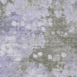HomeRoots 8' Abstract Lavender and Taupe Washable Round Rug - UV Protected, Durable, Stylish for High-Traffic Areas 710337