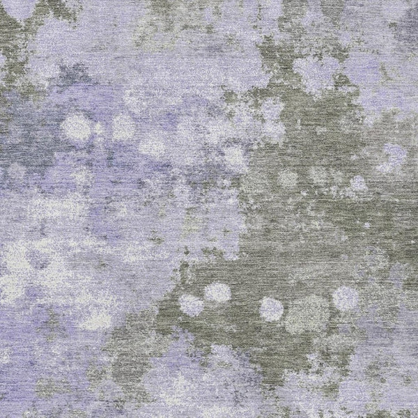 HomeRoots 8' Abstract Lavender and Taupe Washable Round Rug - UV Protected, Durable, Stylish for High-Traffic Areas 710337